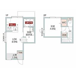 カルマーレ 2階1LDKの間取り