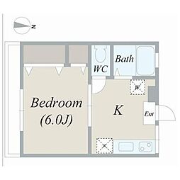 ヴィラ栄(ヴィラサカエ) 2階1Kの間取り