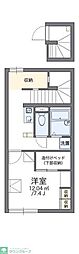 レオパレスグランデ 2階1Kの間取り