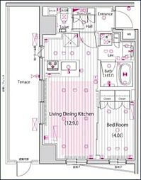 ガーラ・プレシャス三軒茶屋 1階1LDKの間取り