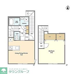 ウェルスクエア下北沢 2階1LDKの間取り