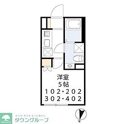 isD下高井戸 302 3階1Kの間取り