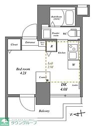 TRIANGLE千歳船橋 1DKの間取図画像