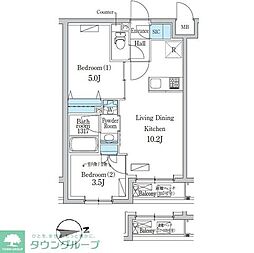 デュオフラッツ千歳船橋 2LDKの間取図画像