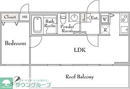 ミリアレジデンス桜新町 1LDKの間取図画像