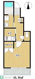 メゾンソレイユ 1Kの間取図画像