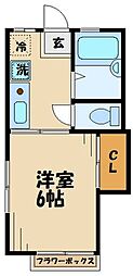 サウスクレスト 1Kの間取図画像