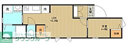 (仮称)HMT豪徳寺 1LDKの間取図画像