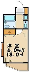 ベルエール代田 1Kの間取図画像