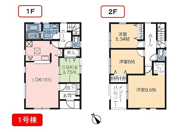 1号棟 主寝室は約9.5帖と広々空間です。