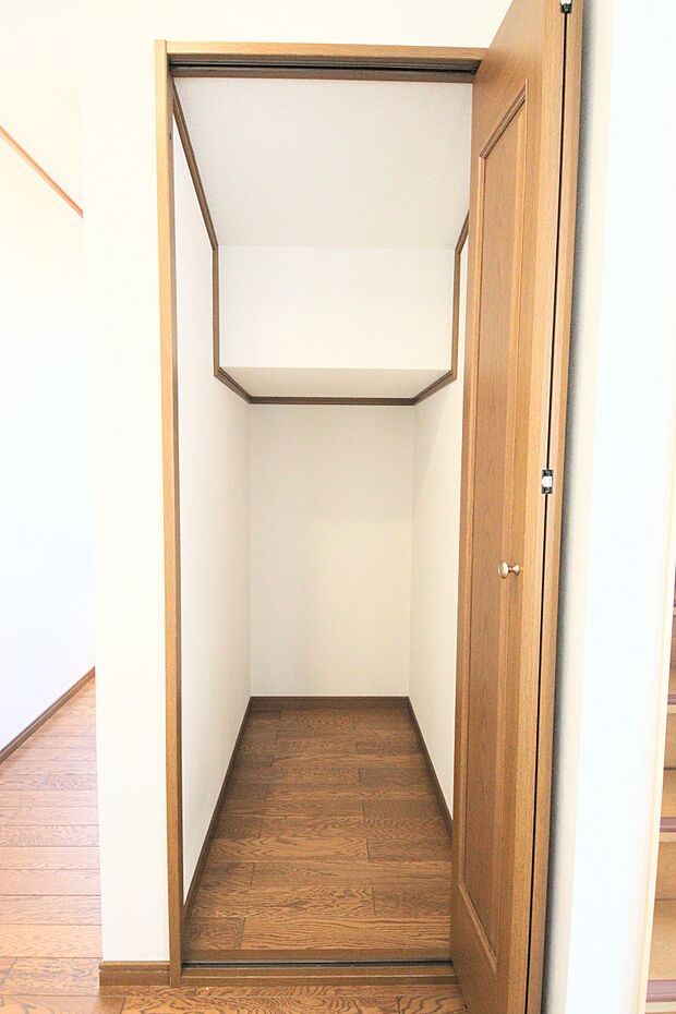 階段下収納です。個室のクローゼット、廊下の物入れなど「使うところにしまえる」を設計。