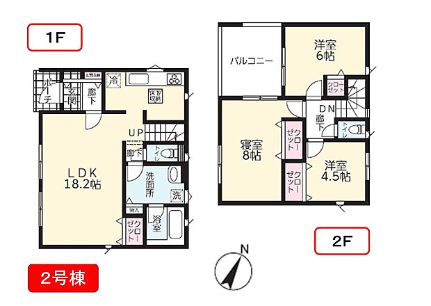 2号棟 ＬＤＫは約18.2帖と広々とした空間です。