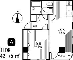 グレースヒルTMY 1LDKの間取図画像