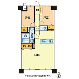 クローバーマンション坪井中央公園 2LDKの間取図画像