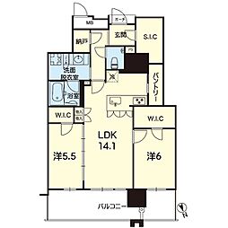 MJR熊本ゲートタワー 2SLDKの間取図画像