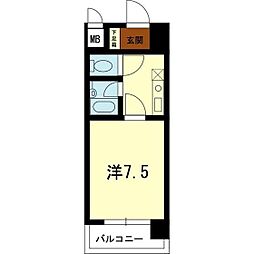 トーカン大江キャステール 1Kの間取図画像