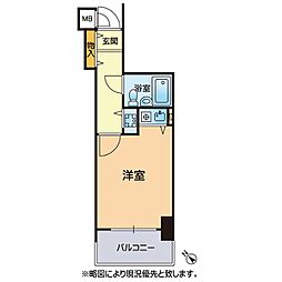 トーカン水前寺キャステール 1Kの間取図画像