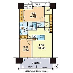 アルファステイツ高見馬場 1302 2LDKの間取り