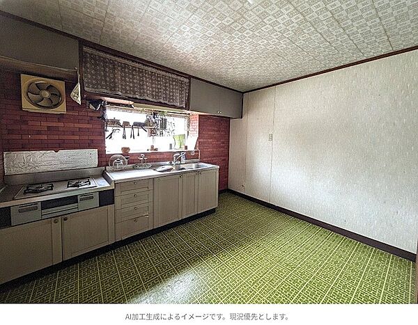 2階キッチン※この画像はAI加工・生成によるイメージです。実際の物件とは異なる場合があります。