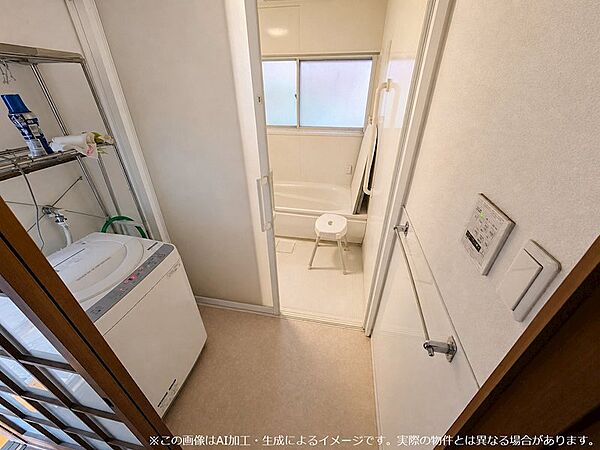 1階脱衣所※この画像はAI加工・生成によるイメージです。実際の物件とは異なる場合があります。