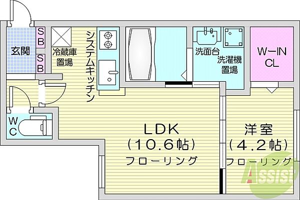 ARMADA ｜北海道札幌市東区北十五条東7丁目(賃貸マンション1LDK・3階・34.08㎡)の写真 その2