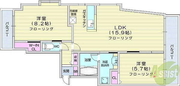 ノルドテゾーロ山鼻 ｜北海道札幌市中央区南二十条西13丁目(賃貸マンション2LDK・4階・64.52㎡)の写真 その2