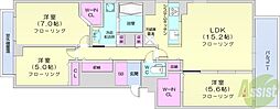札幌市中央区南十七条西12丁目マンション 3LDKの間取図画像