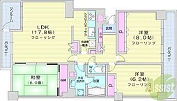 山鼻サンタウン3号館 3LDKの間取図画像
