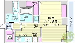 エナコート大通22 2階ワンルームの間取り