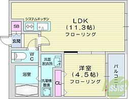 ウエリスアーバン円山北3条 3階1LDKの間取り