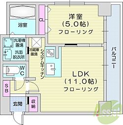 ブロス　ラ　リベルタ 6階1LDKの間取り
