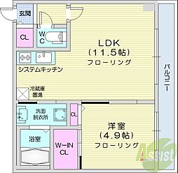 COM’S　RESIDENCE　鳥居前 8階1LDKの間取り