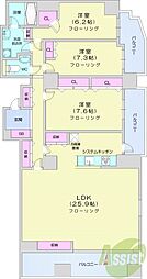 クレステージS6W12タワー 11階3LDKの間取り