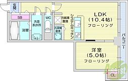 PRIMEURBAN札幌リバーフロント 1LDKの間取図画像