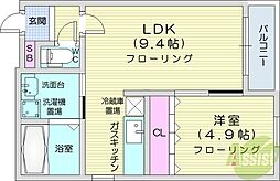 ディスティニー2 1LDKの間取図画像