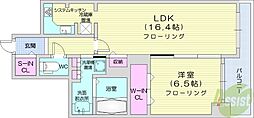 デュオヒルズ札幌Mid 1LDKの間取図画像