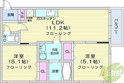 トレヴェンティ美術館西 2LDKの間取図画像