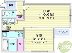 ライフォート麻生 1LDKの間取図画像