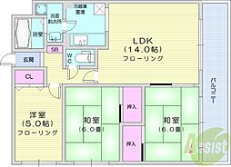 TRマンション2 3LDKの間取図画像