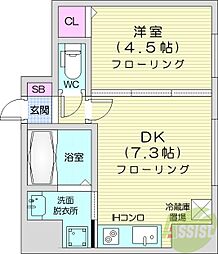 プライムアーバン大通公園1 1DKの間取図画像