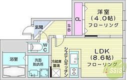 FUTABASQUARE琴似 1LDKの間取図画像