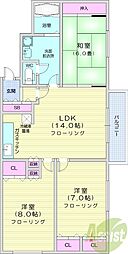 グレイス旭ケ丘 3LDKの間取図画像