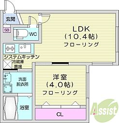 ブリリアントS17 1LDKの間取図画像