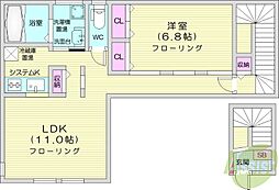 カーサインディゴ 1LDKの間取図画像