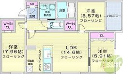 ポルトボヌール 3LDKの間取図画像