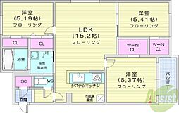 ポルトボヌール 3LDKの間取図画像