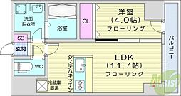 シティーコート北1条 1LDKの間取図画像