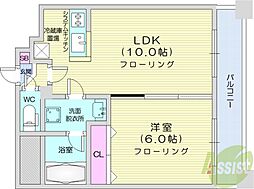 ラトゥール 1LDKの間取図画像
