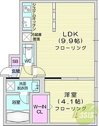 メルヴェイユ琴似 1LDKの間取図画像