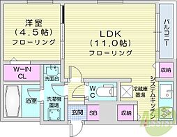 パティオ東区役所前 1LDKの間取図画像